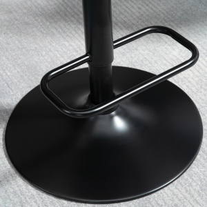 Set de 2 scaune de bar cu inaltime reglabila, scaune de bar pivotante cu inaltime reglabila, cu suport pentru picioare, scaune de bar din tesatura de in, negru si nuc - Img 7