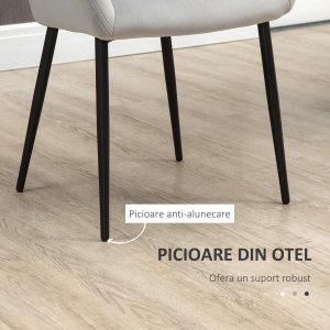 Set de 2 scaune de sufragerie, decorative din material textil din catifea, gri deschis - Img 6