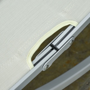 Set de 2 Sezlonguri de Gradina Pliabile din Aluminiu si Textilen Bej - Img 8