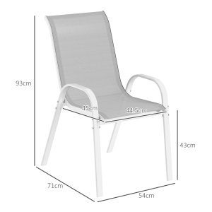 Set de 4 Scaune Suprapozabile cu Spătar Înalt și șezut din Plasă, 54x71x93 cm, Negru - Img 3