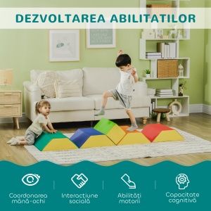 Set de Construcții Moi pentru Copii 1-3 Ani cu 5 Blocuri, 48.3x19.1x48.3 cm, Multicolor - Img 4