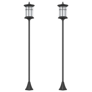Set de două lampioane solare tradiționale de 1,8m - Negru - Img 1