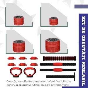 Set de Greutăți pentru Sală 4 în 1 din Plastic și Nisip, Roșu - Img 5