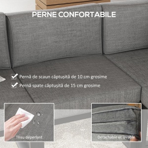 Set de Mobilier de Gradina din 6 Piese cu Pernute de Grosime 10 cm, Set de Canapea cu Cadru din Aluminiu - Img 5