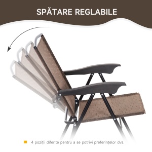 Set de mobilier pentru gradina cu masa din sticla securizata, maro - Img 4