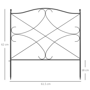 Set Gard de Grădină cu 5 Panouri și Stâlpi, Gard Decorativ din Metal, 305x62 cm, Negru - Img 3