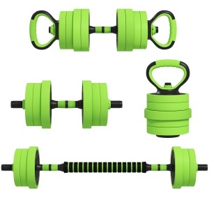 Set Greutăți Sala de Sport 4 în 1 de 20kg, Convertibil în Kettlebell, 2 Gantere, Bară de Haltere și Suport pentru Flotări, Verde - Img 1