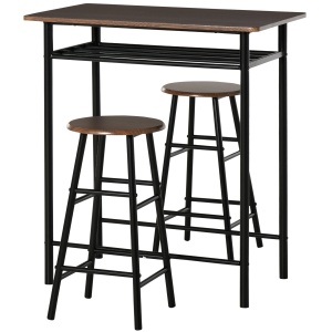 Set Masa inalta cu 2 Scaune – Bar & Bucatarie cu Raft Integrat - Img 1