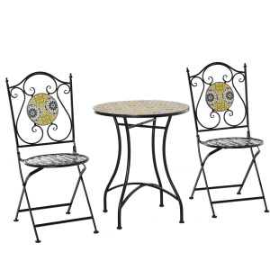 Set Masa si Scaune de Gradina din Metal cu Majolica Colorata - Img 1