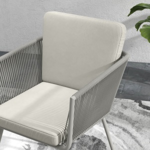 Set Mobilier de Grădina cu 2 Scaune și Măsuță de Cafea cu Blat din Sticlă, Ø49x47 cm, Gri - Img 8