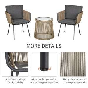Set Mobilier de Grădină cu 2 Șezlonguri Recliner pentru Exterior, cu Pernă Căptușită din PE, 196x65x22 cm, Gri - Img 6
