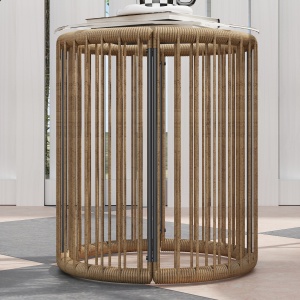 Set Mobilier din 3 Piese din Ratan pentru Grădină cu Scaune și Măsuță de Cafea, 72x73x77 cm, Natural - Img 9
