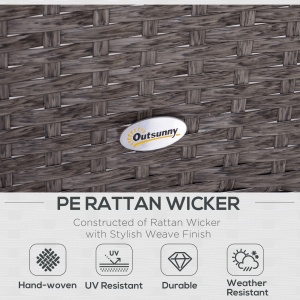Set Mobilier pentru Extern Canapea cu Pouf si Masuta in PE Rattan cu Perne Gri - Img 4