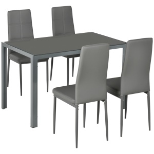 Set Pranz 5 piese: Masa si 4 Scaune Gri pentru Bucatarie