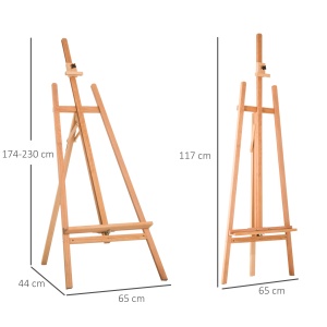 Șevalet de Desen cu Suport pentru Pânză Reglabil din Lemn 65x68x174-230cm - Img 3