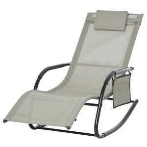 Sezlong Balansoar de Gradina cu buzunar lateral si pernuta, in Metal 62L x 88L x 165Hcm