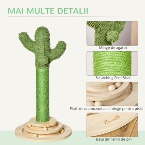stalp forma cactus, centru de joaca pisici, 32x32x60cm - Img 5
