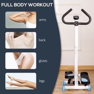 Stepper cu Mâner și Monitor LCD, Stepper pentru Fitness Acasă cu Pedale Antiderapante, 55x44x108 cm, Alb - Img 7