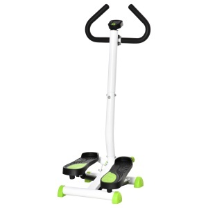 Stepper cu Mânere și Monitor LCD cu Pedale Antiderapante, 55x44x108 cm, Alb și Verde - Img 1