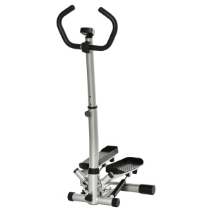 Stepper cu Monitor LCD, Mânere Reglabile și Benzi Elastice, Negru și Argintiu - Img 1