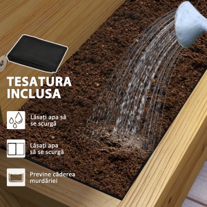 Strat de Grădină Înălțat pe 4 Niveluri și Orificii de Drenaj, 75x57x60,5 cm, Lemn Natural - Img 6