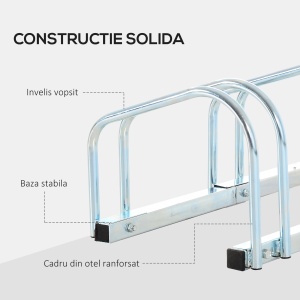 Suport de parcare pentru 3 biciclete din otel, 70,5 x 33 x 27cm, argintiu - Img 8