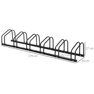 Suport de parcare pentru 6 biciclete din otel, 179x33x27 cm, negru - Img 3