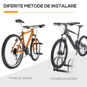 Suport de parcare pentru 6 biciclete din otel, 179x33x27 cm, negru - Img 8