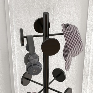 Suport pentru Haine și Umbrele, Cuier Independent cu 8 Carlige Rotunde pentru Haine, Pălării și Poșete, Φ34x177 cm, Negru - Img 7