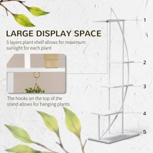 Suport pentru plante cu 5 niveluri Scara in forma de jumatate de luna Suport pentru ghivece Raft pentru interior, exterior, camera de zi, studiu, balcon si dormitor - Img 4