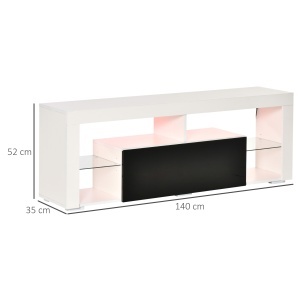 Suport tv cu lumini led multicolore și telecomandă pentru televizoare până la 55", Alb - Img 3