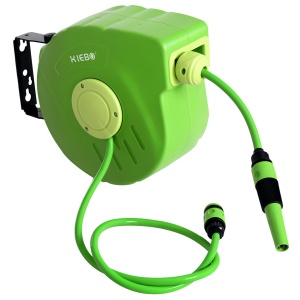 Tambur cu Furtun Retractabil Automat, Pivotant la 180°, 35,5x11,5x27,5 cm, Verde - Img 1