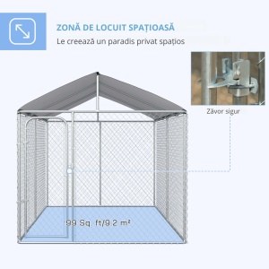 tarc Caini 400×230×232 cm – Metal Galvanizat cu Acoperis Oxford - Img 7