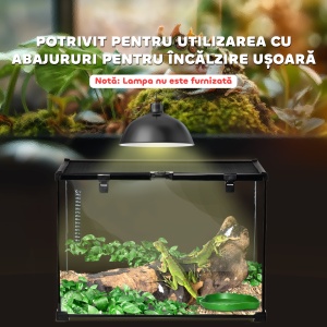 Terariu Înălțat pentru Reptile cu Încuietoare și Ușă pentru Hrănire, 50x30x35 cm, Negru - Img 8