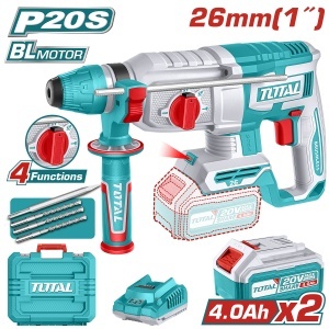TOTAL - CIOCAN ROTOPERCUTOR - 2,5J - 20V - LI-ION (INCLUDE 2 ACUMULATORI SI INCARCATOR)