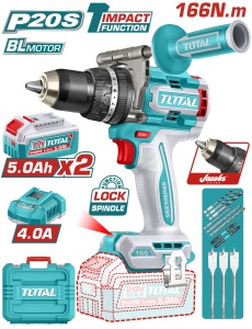 TOTAL - MASINA DE GAURIT CU PERCUTIE - 20V - 5AH - MOTOR FARA PERII (INCLUDE 2 ACUMULATORI, 1 INCARC
