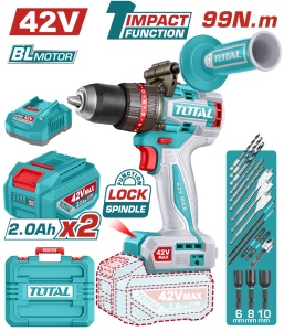TOTAL - MASINA DE GAURIT CU PERCUTIE - 42V (INCLUDE 2 ACUMULATORI, 1 INCARCATOR)