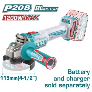TOTAL - POLIZOR UNGHIULAR - 115mm - 20V - MOTOR FARA PERII (NU INCLUDE ACUMULATOR)