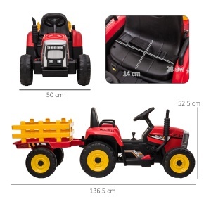Tractor Electric Copii – 12 V cu Remorca, Muzica & Telecomanda - Img 3