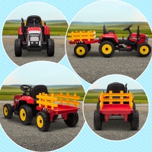 Tractor Electric Copii – 12 V cu Remorca, Muzica & Telecomanda - Img 9