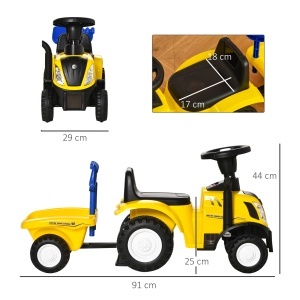 Tractor pentru Copii Prevazut cu Loc cu Remorca Varsta 12-36 Luni Galben - Img 3