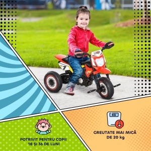Tricicleta Copii 18–36 Luni – Stil Motocicleta cu Lumini & Sunete - Img 5
