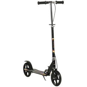 Trotinetă Pliabilă pentru Copii 7-14 Ani, Reglabilă pe 3 Înălțimi, Roți Mari din Plastic și Metal, 86x35x93/98/103 cm, Negru