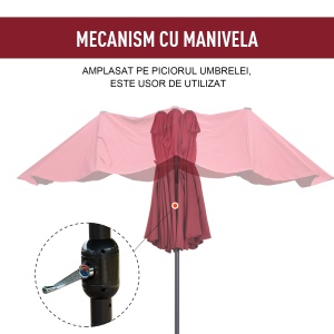 Umbrela cu deschidere dubla de Gradina in otel si poliester, Ros - Img 5
