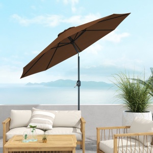 Umbrela de Gradina Inclinabila 3x2.45m in Poliester Impermeabil, Cafea - Img 2