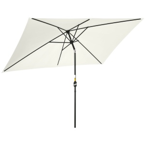 Umbrelă de Grădină Înclinabilă cu Manivelă și 6 Spiţe, 2x3 m, Alb Crem - Img 1