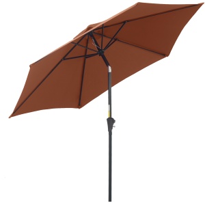 Umbrelă de Grădină Înclinabilă cu Manivelă și 6 Spițe din Aluminiu, 2.6x2.35 m, Cafeniu - Img 1