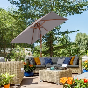 Umbrela de Gradina Reglabila Design Modern di Lemn 2x1.5m, Gri - Img 2