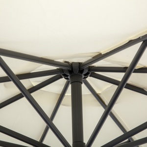 Umbrelă de Soare Excentrică cu Bază în Cruce Inclusă, din Metal și Poliester, 3x2,5 m, Bej - Img 7