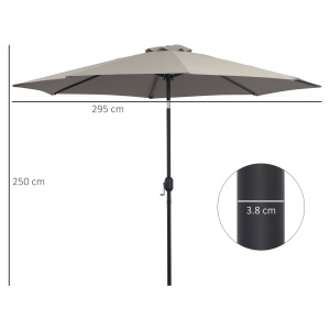 Umbrela de Soare pentru Plaja sau Gradina Impermeabila din Otel Maro Cafea Φ3x2.50m - Img 3